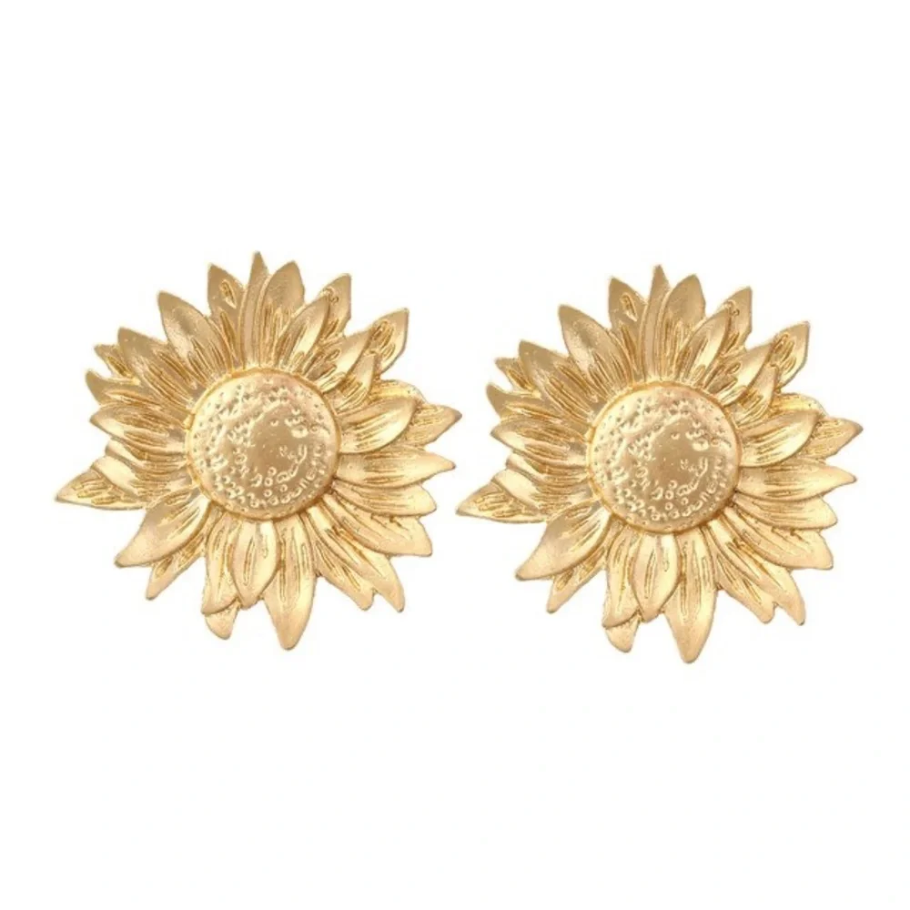 Zara Gold New Trend Sun Big Pin Modern MoMa Earrings - Picture 13 of 16